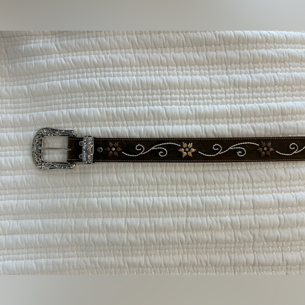 NWOT Nocona Ladies Western Rhinestone Belt Brown with Silver Buckle Size L - Picture 4 of 6